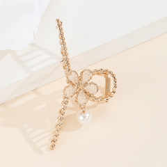 Flower & Pearl Hair Claw Banana Clip Non Slip Hair Accessory