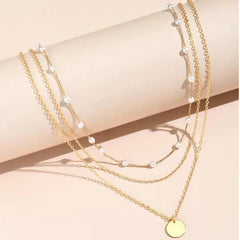 Vintage Crystal Faux Pearl Pendant Necklace Layered Collar Jewelry