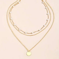 Vintage Crystal Faux Pearl Pendant Necklace Layered Collar Jewelry