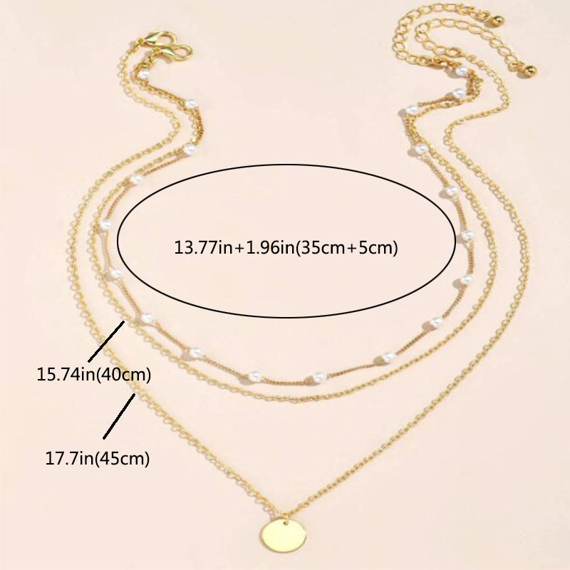 Vintage Crystal Faux Pearl Pendant Necklace Layered Collar Jewelry
