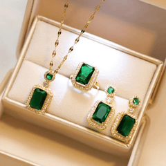 Zircon Jewelry Set Pendant Necklace Earrings Ring