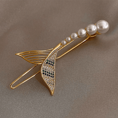 Mermaid Shaped Hair Clip Rhinestone Barrette for Women Girls