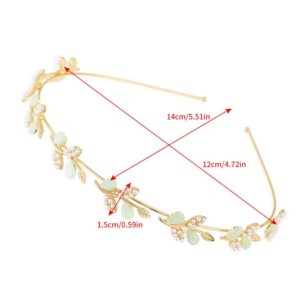 Flower Leaf Headband Rhinestone Hair Hoop for Women Girls