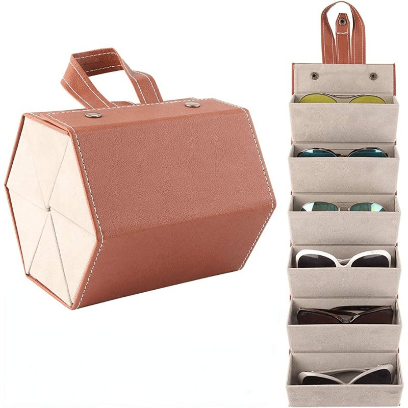 6 Slot Sunglasses Organizer EyeGlasses Storage Display Travel Case