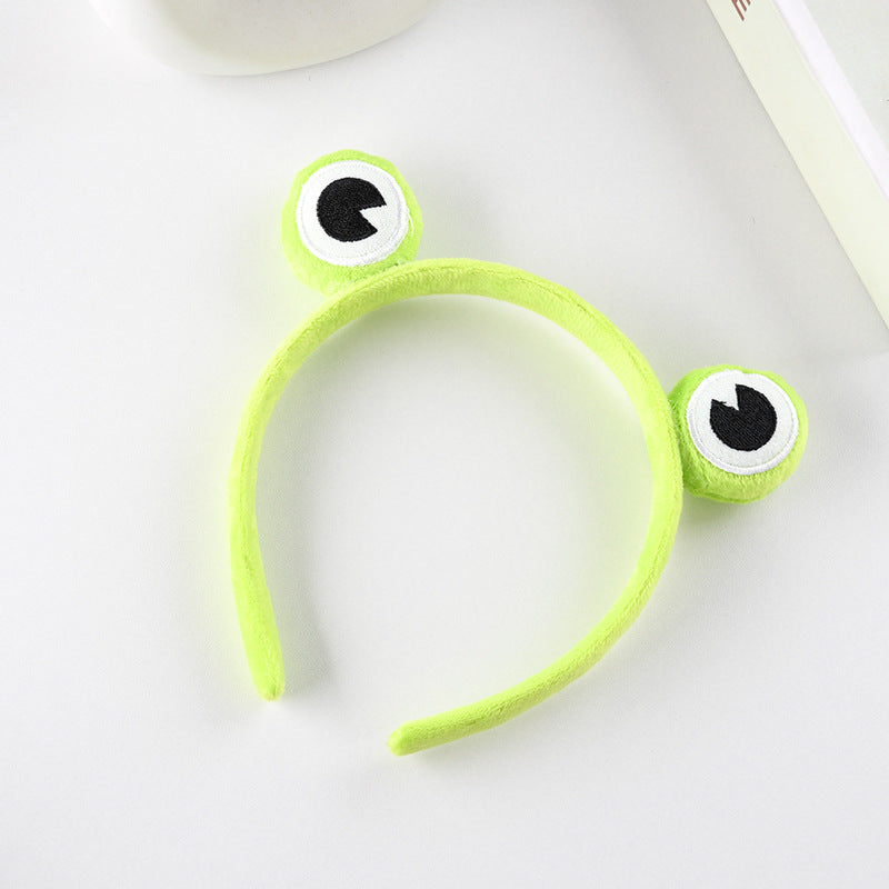 Frog Women's Hair Band Cartoon Animals Hair Hoop Green Elastic Wide Headband