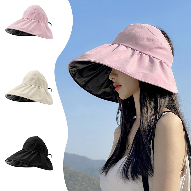 Wide Brim Ponytail Visor Hat UV Protection Sun Hat Casual Travel Beach Hats