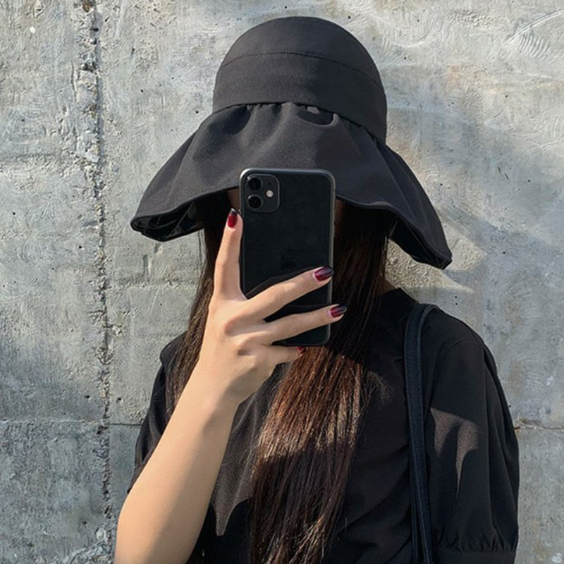 Wide Brim Ponytail Visor Hat UV Protection Sun Hat Casual Travel Beach Hats