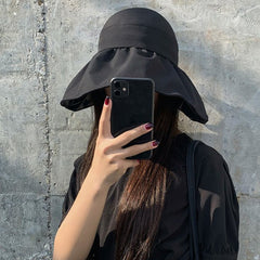 Wide Brim Ponytail Visor Hat UV Protection Sun Hat Casual Travel Beach Hats