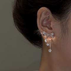 3D Bow Rhinestone Stud Earrings Crystal Studs Birthday Gift