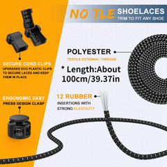 Elastic Round Shoelaces 1 Pair No Tie Locking Lazy Laces for Various Shoes