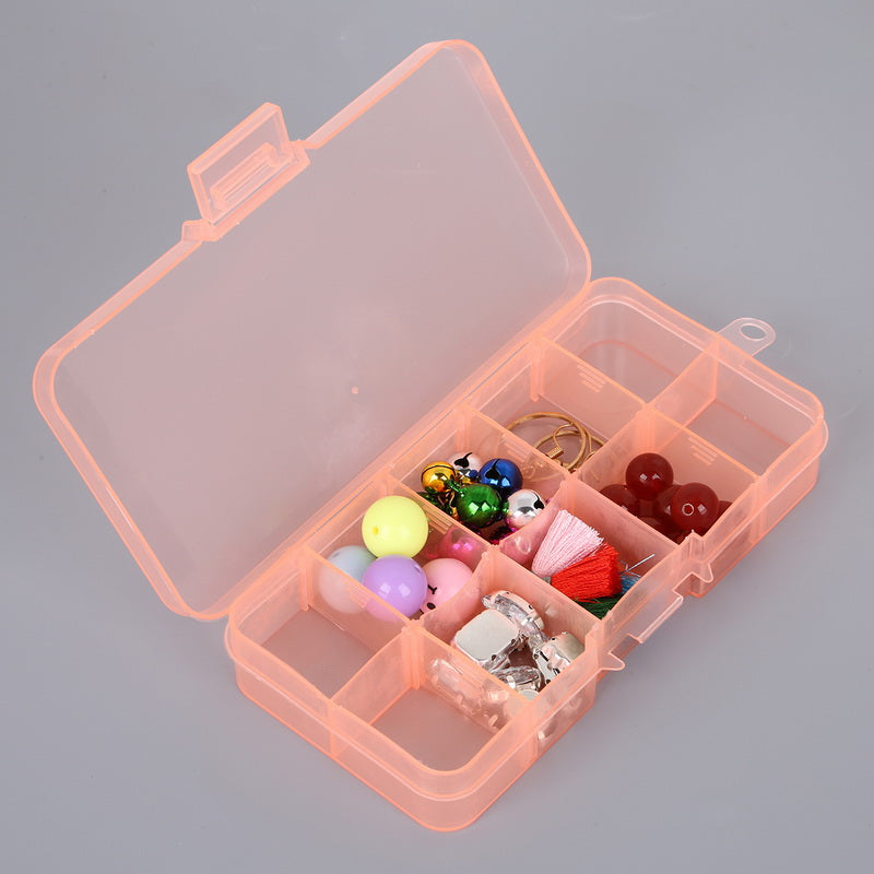 Adjustable 10 Grid Jewelry Storage Box Hard Plastic Organizer