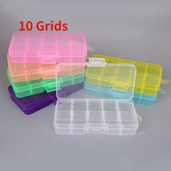 Adjustable 10 Grid Jewelry Storage Box Hard Plastic Organizer