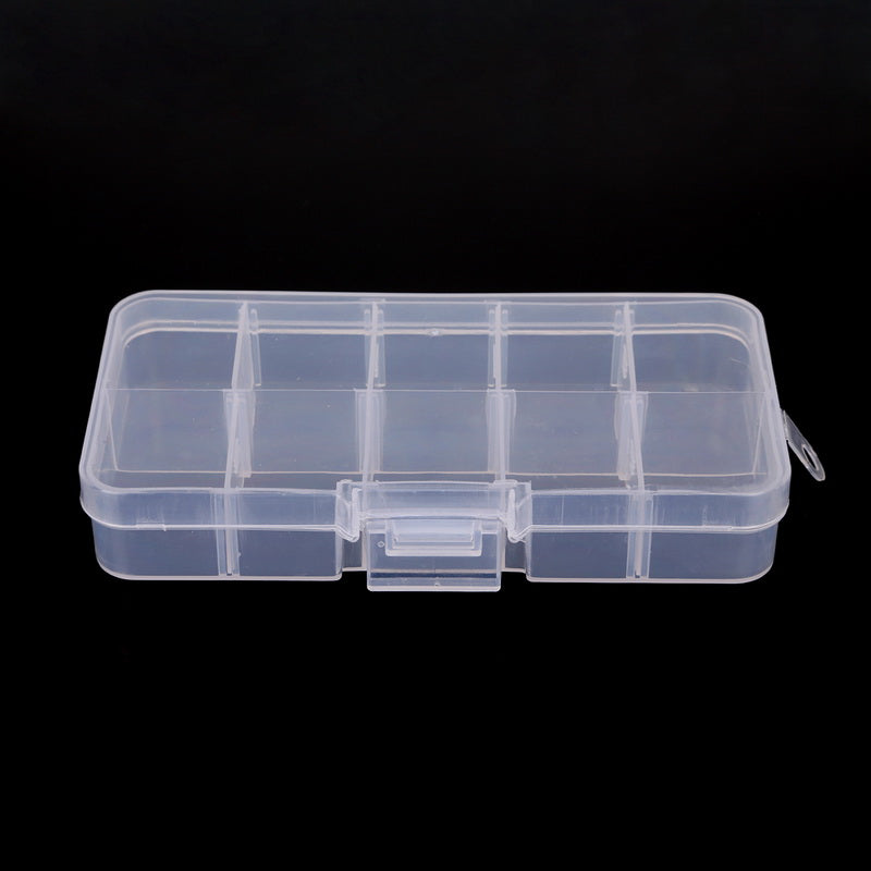 Adjustable 10 Grid Jewelry Storage Box Hard Plastic Organizer