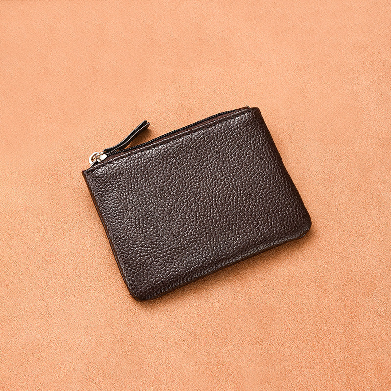 Lychee Pattern PU Coin Purse Small Card Bag Hand Hold Zipper Men's Coin Bag