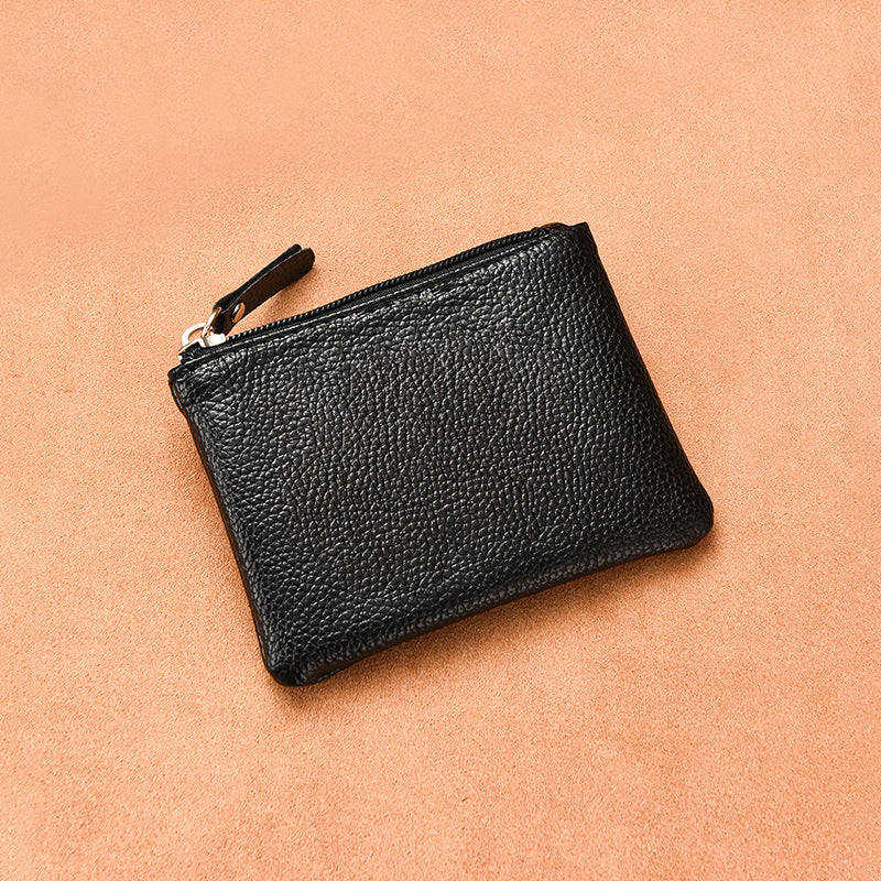 Lychee Pattern PU Coin Purse Small Card Bag Hand Hold Zipper Men's Coin Bag