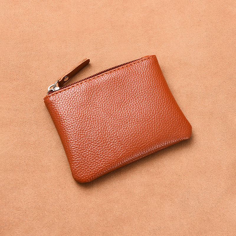 Lychee Pattern PU Coin Purse Small Card Bag Hand Hold Zipper Men's Coin Bag