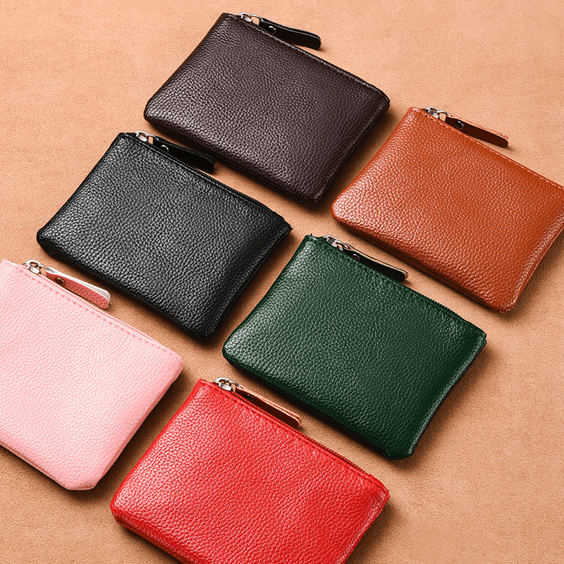 Lychee Pattern PU Coin Purse Small Card Bag Hand Hold Zipper Men's Coin Bag