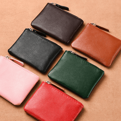 Lychee Pattern PU Coin Purse Small Card Bag Hand Hold Zipper Men's Coin Bag