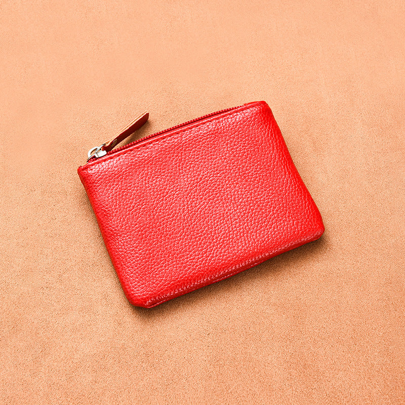Lychee Pattern PU Coin Purse Small Card Bag Hand Hold Zipper Men's Coin Bag