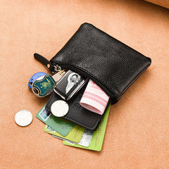 Lychee Pattern PU Coin Purse Small Card Bag Hand Hold Zipper Men's Coin Bag