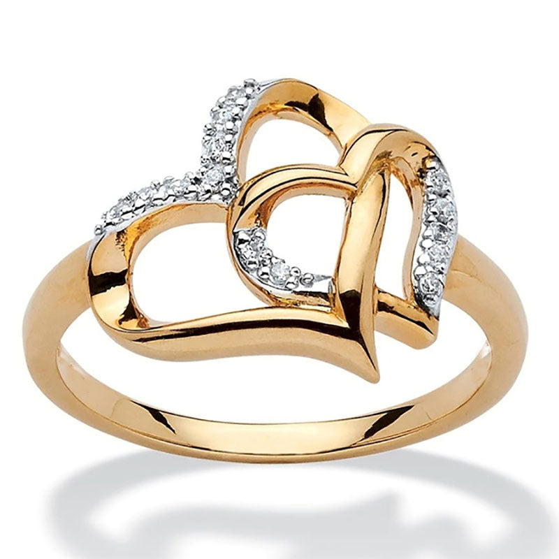 Heart Hollow Proposal Diamond Ring Men Women Couple Jewelry Gift