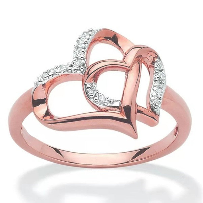Heart Hollow Proposal Diamond Ring Men Women Couple Jewelry Gift
