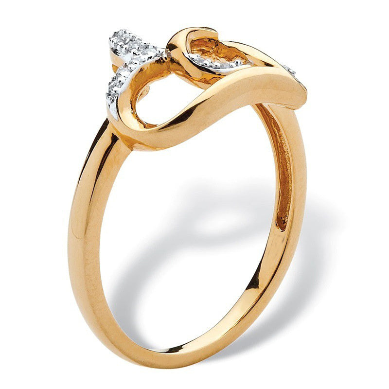 Heart Hollow Proposal Diamond Ring Men Women Couple Jewelry Gift