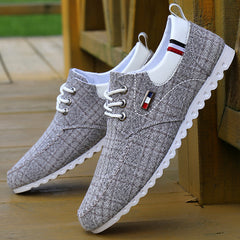 Men's Plaid Loafer Shoes Breathable Lightweight Non slip Canvas Shoes