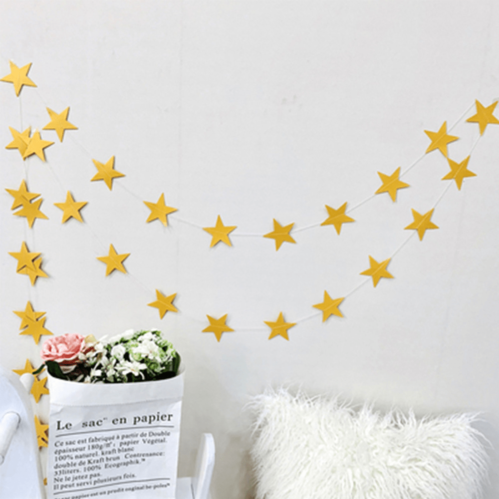 4M Rose & Silvery Golden Star Pull Flag Streamer, Bright Face Pull F