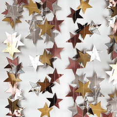 4M Rose & Silvery Golden Star Pull Flag Streamer, Bright Face Pull F