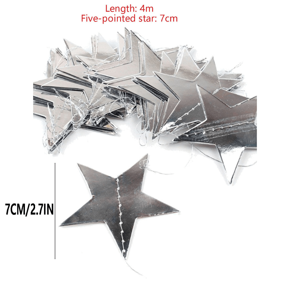 4M Rose & Silvery Golden Star Pull Flag Streamer, Bright Face Pull F
