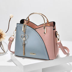Two Tone Stitching Handbag Tassel Crossbody Bag Women's Purse