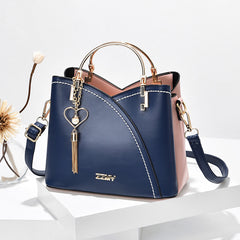 Two Tone Stitching Handbag Tassel Crossbody Bag Women's Purse