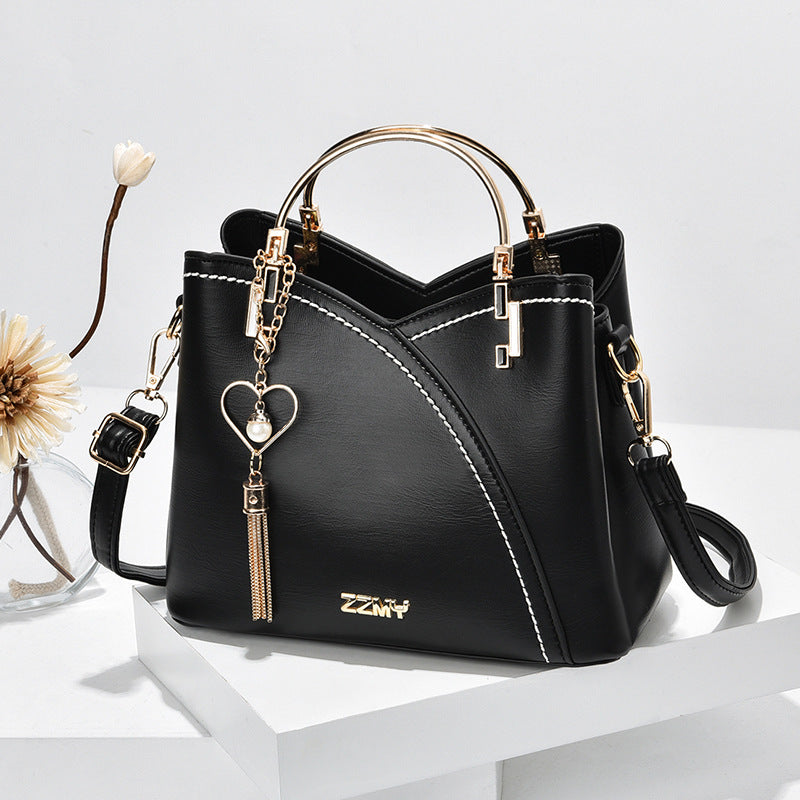 Two Tone Stitching Handbag Tassel Crossbody Bag Women's Purse