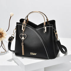 Two Tone Stitching Handbag Tassel Crossbody Bag Women's Purse