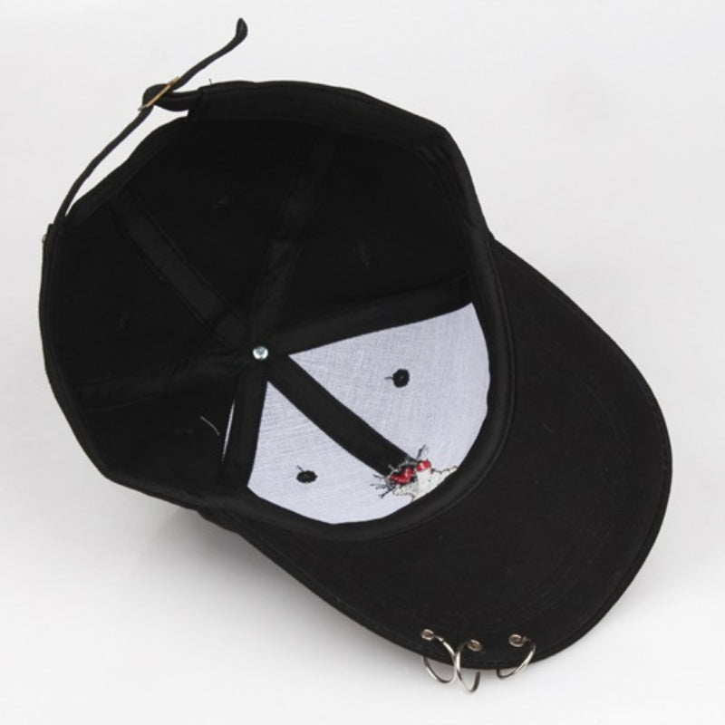 Iron Ring Baseball Cap Solid Adjustable Sunscreen Dad Hat