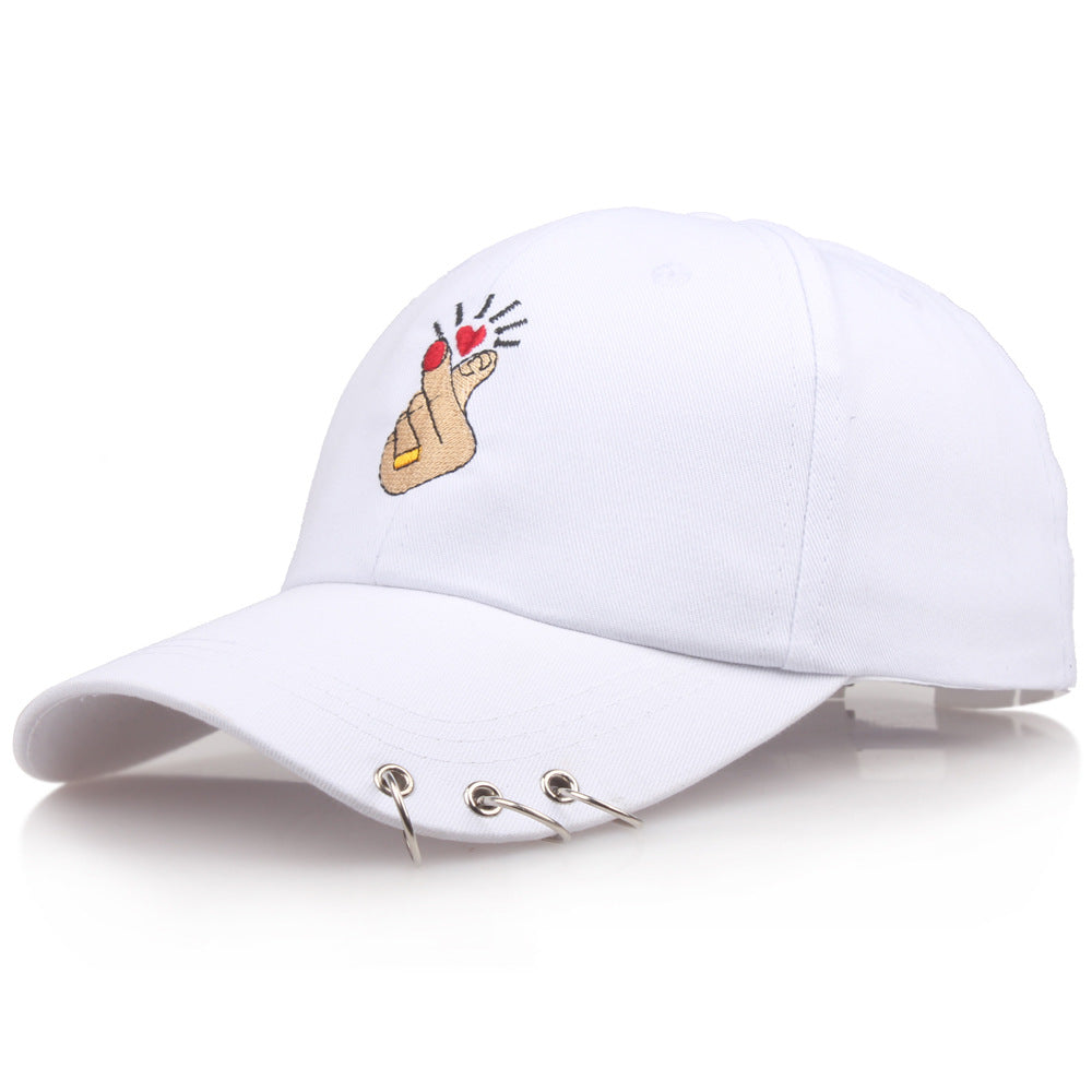 Iron Ring Baseball Cap Solid Adjustable Sunscreen Dad Hat