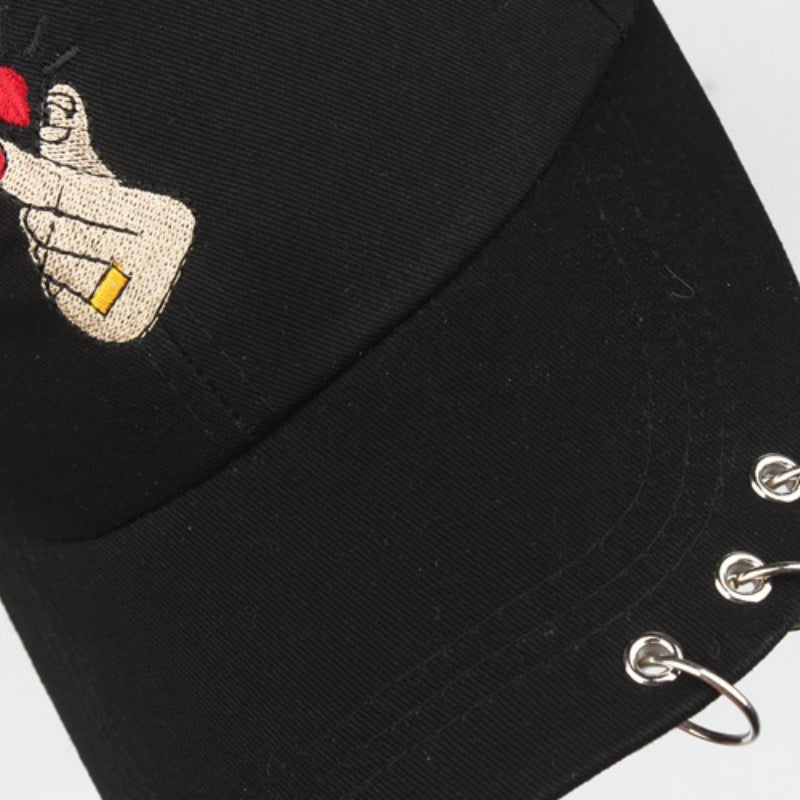 Iron Ring Baseball Cap Solid Adjustable Sunscreen Dad Hat
