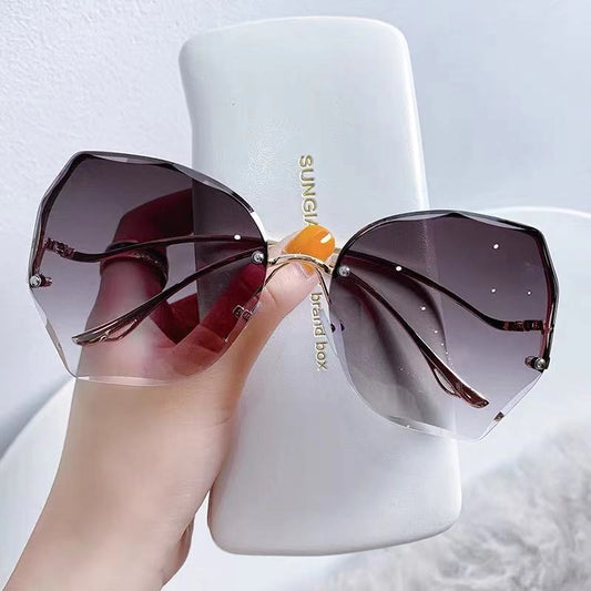 Rimless Butterfly Flower Sunglasses Gradient Cut Edge Sunshade Eyeglasses