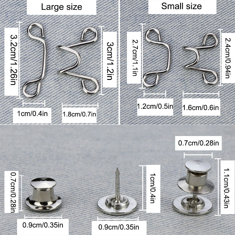 10pcs Waist Retracting Jeans Buckle Metal Button