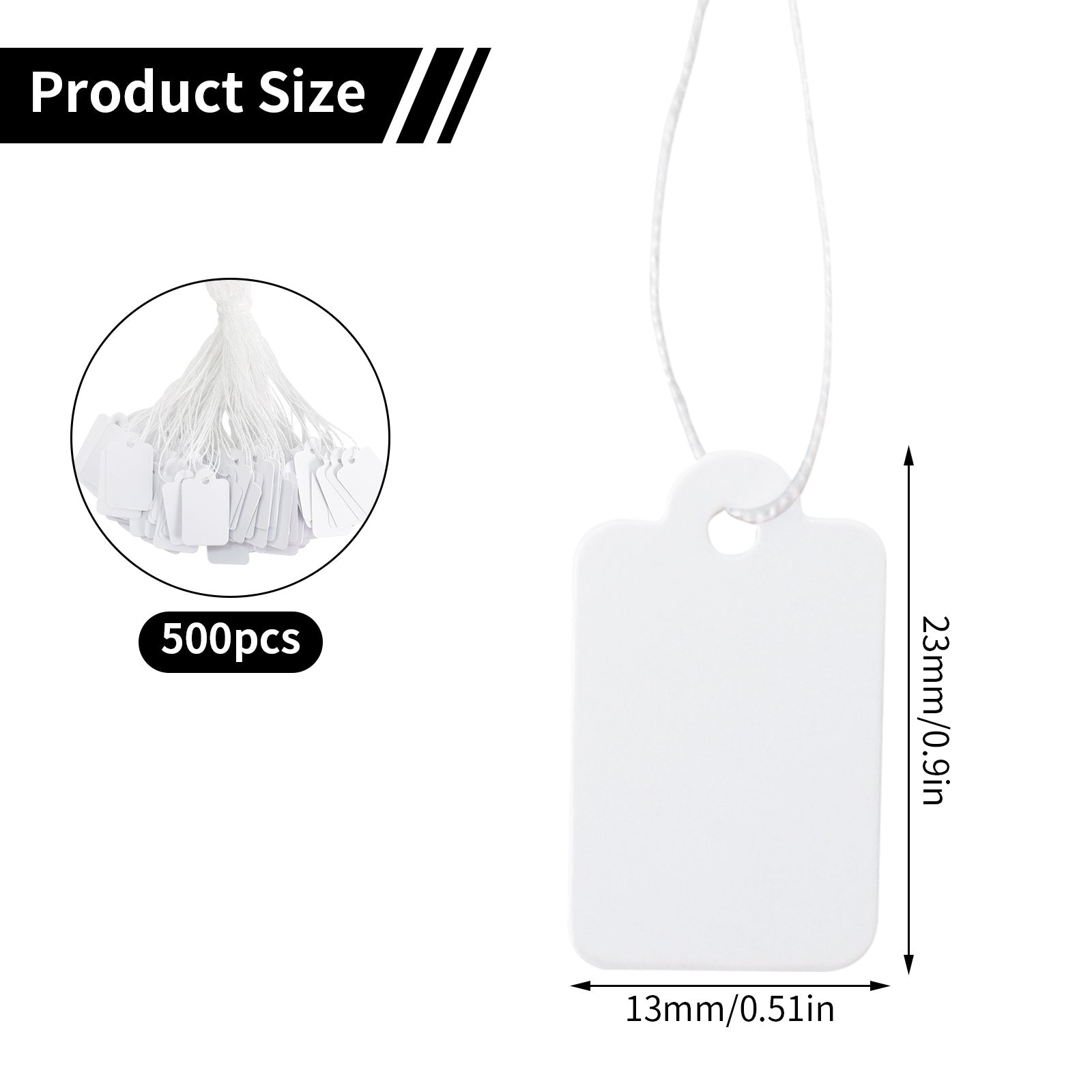 500pcs 24x15mm Hanging Labels with String for Jewellery Gift Tag