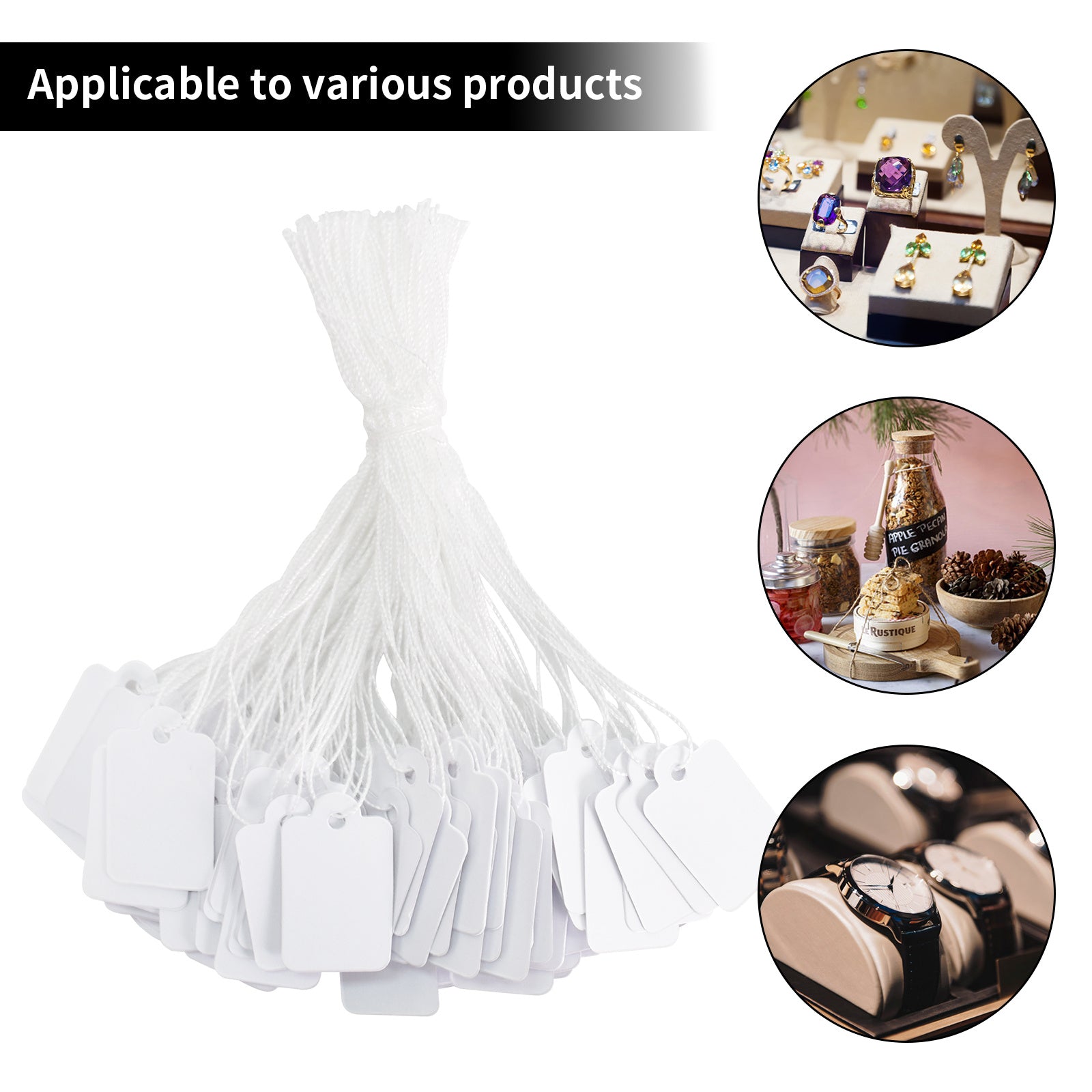 500pcs 24x15mm Hanging Labels with String for Jewellery Gift Tag