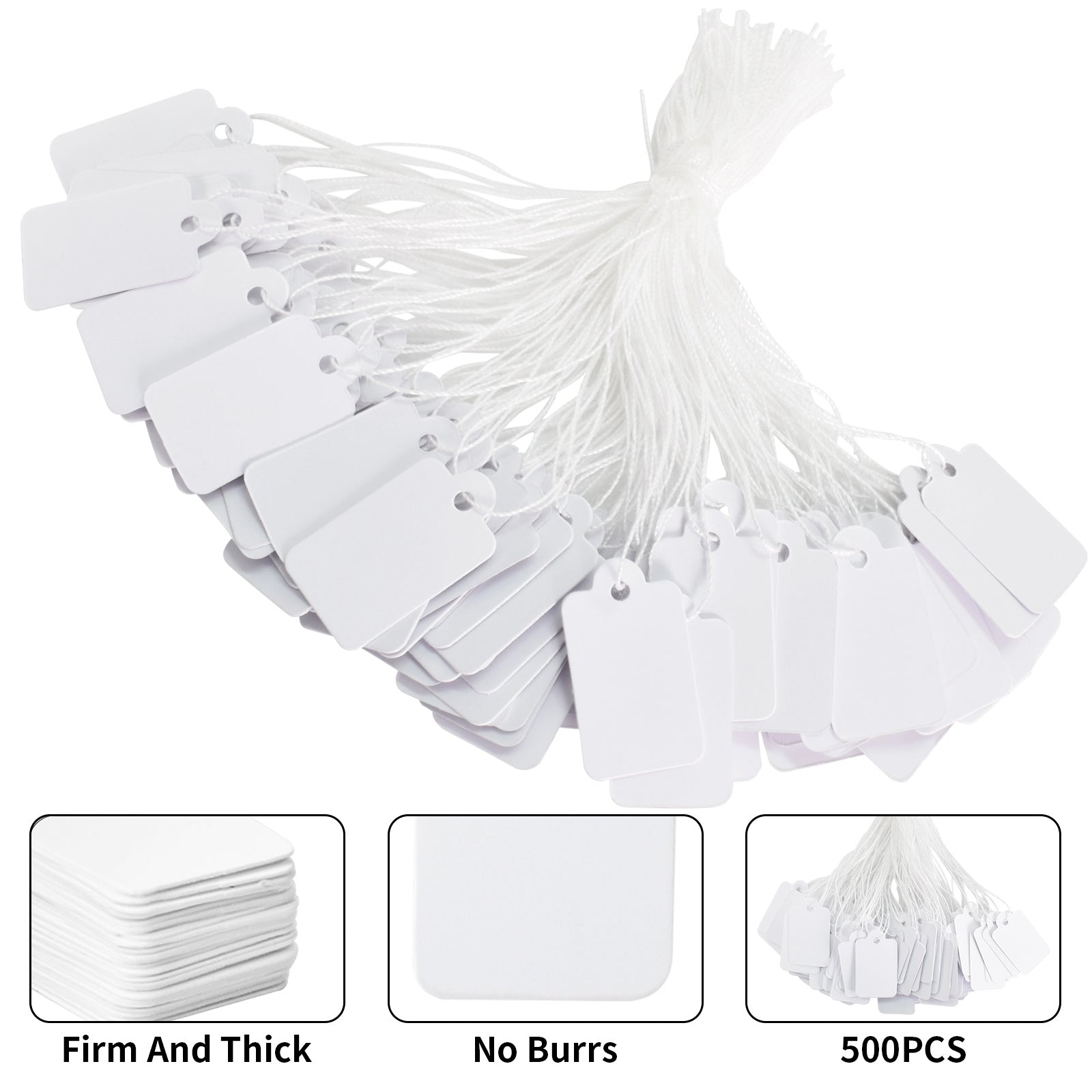 500pcs 24x15mm Hanging Labels with String for Jewellery Gift Tag