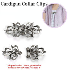 Crystal Cardigan Clips Rhinestone Buttons Alloy Buckle Collar