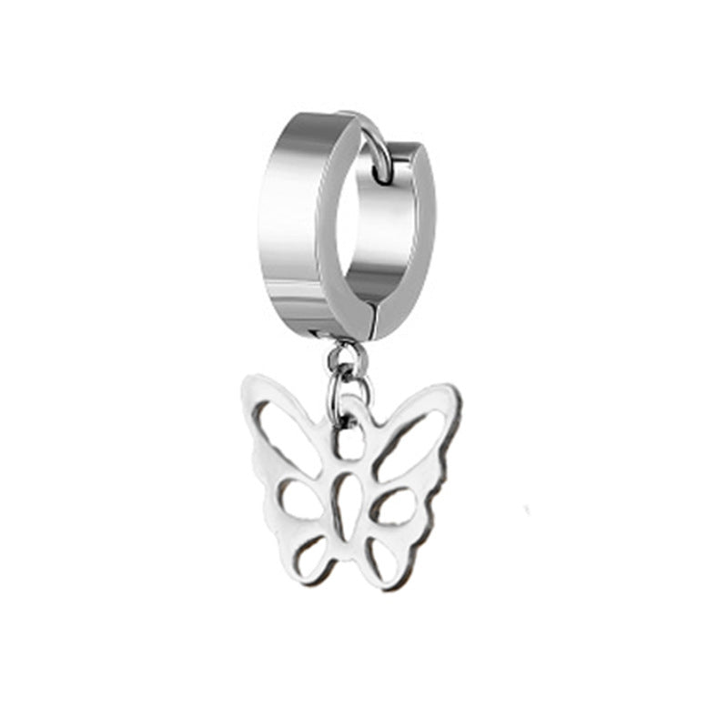 Titanium Steel Star Pendant Earrings for Men