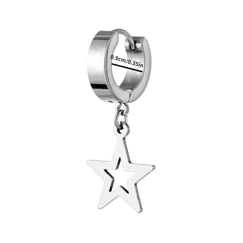Titanium Steel Star Pendant Earrings for Men
