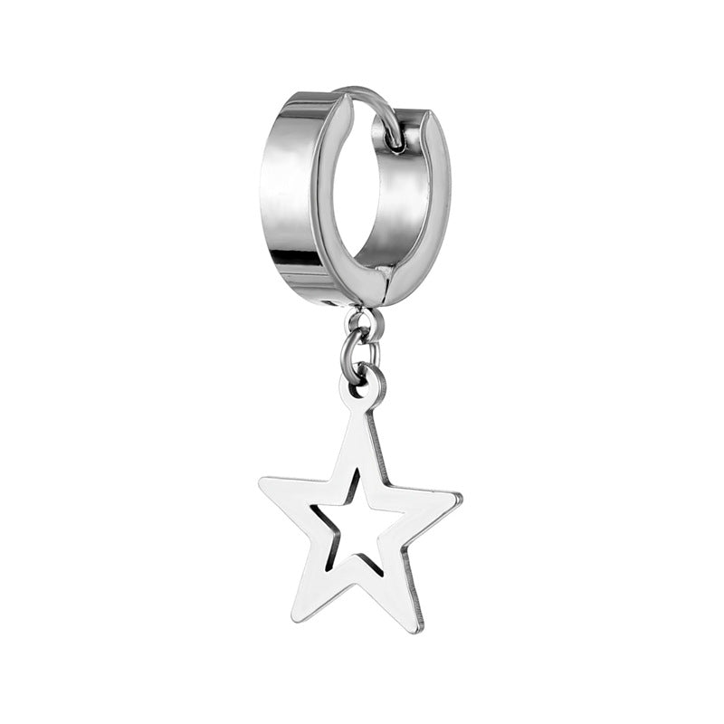 Titanium Steel Star Pendant Earrings for Men