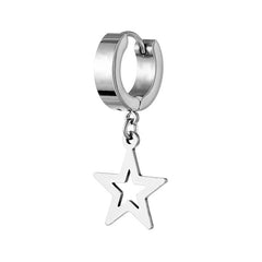 Titanium Steel Star Pendant Earrings for Men