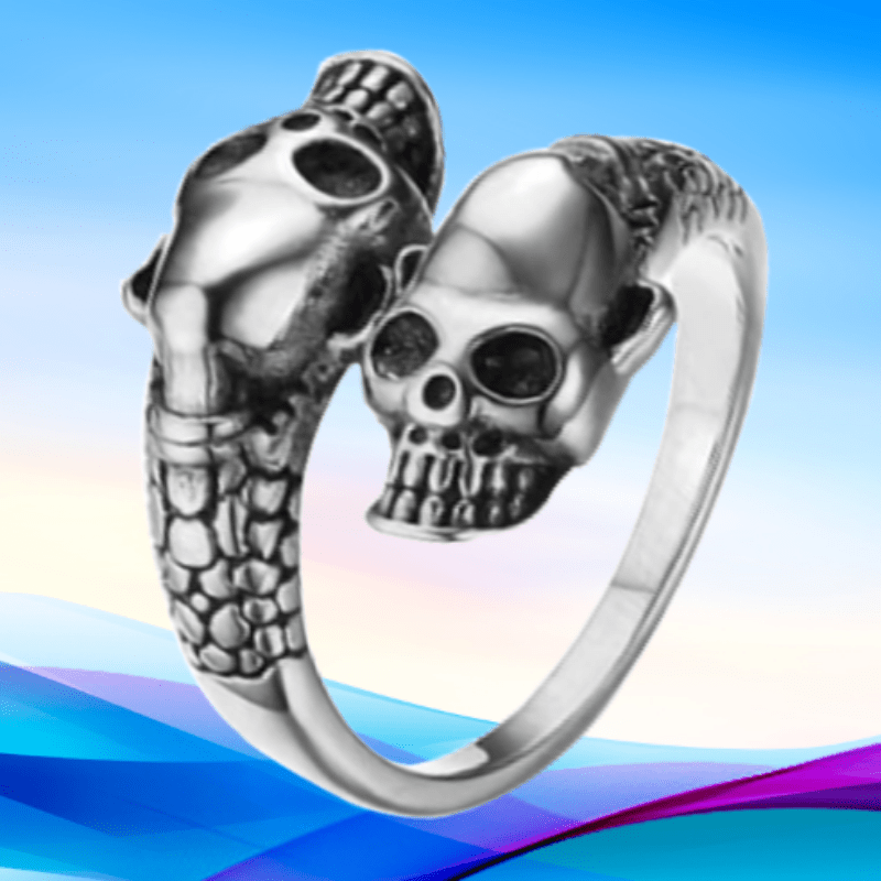 Men's Skull Ring Adjustable Punk Hip Hop Ring