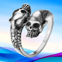 Men's Skull Ring Adjustable Punk Hip Hop Ring